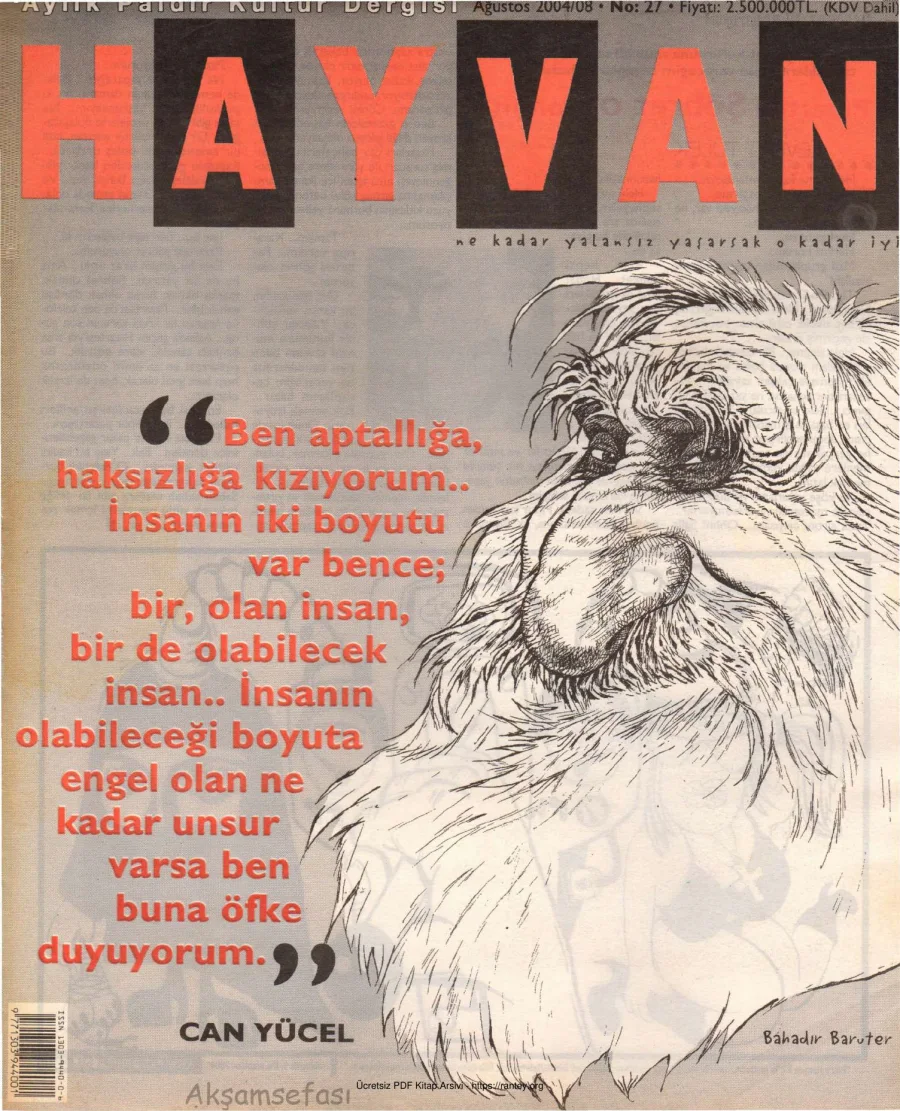 Hayvan Sayı 27 Ağustos 2004 kapak görseli