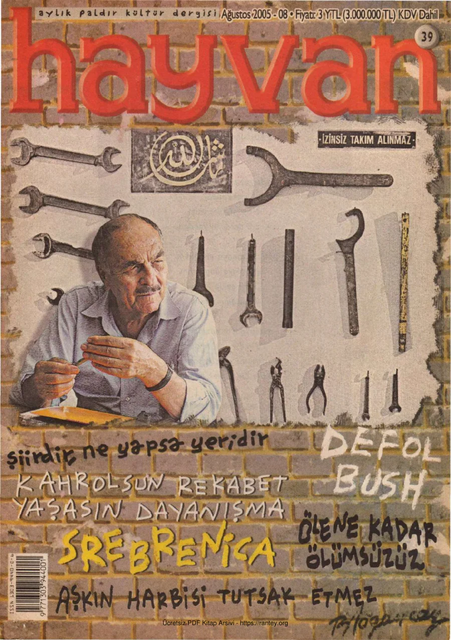 Hayvan Sayı 39 Ağustos 2005 kapak görseli