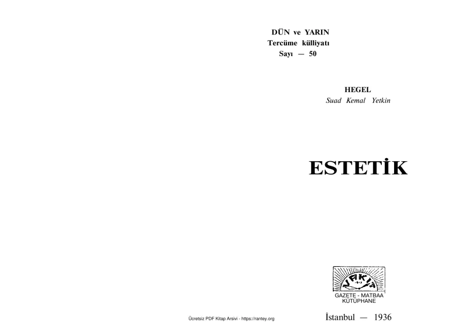 Hegel Estetik kapak görseli