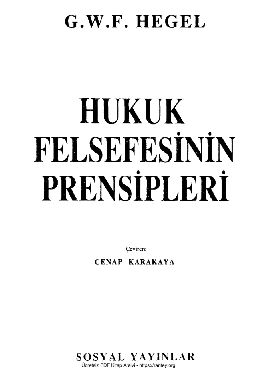 Hukuk Felsefesinin Prensipleri kapak görseli