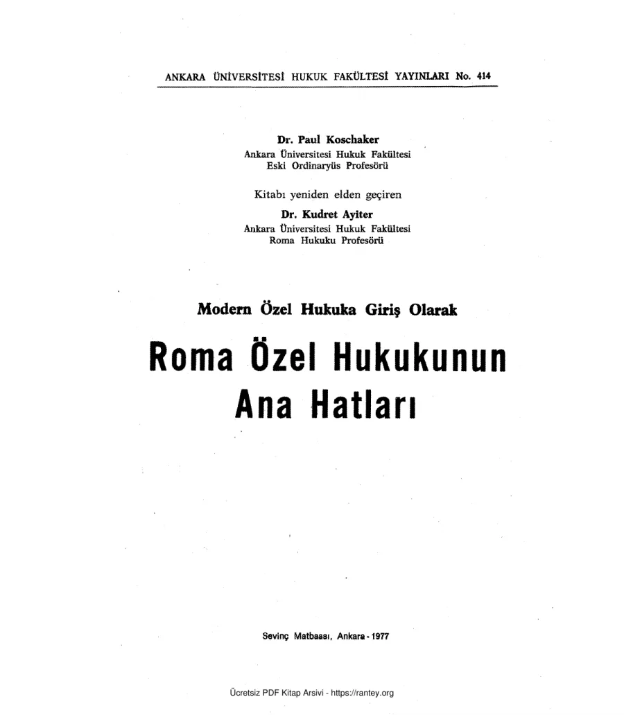Hukukunun Ana Hatları Dr Paul Koschaker kapak görseli