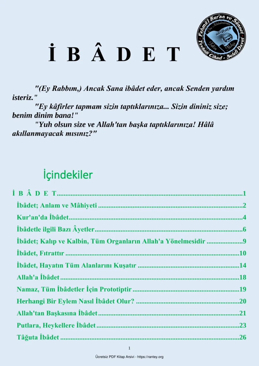 İ B D E T KAVRAMI Ebu Abdulmumin Tekin Mıhçı kapak görseli