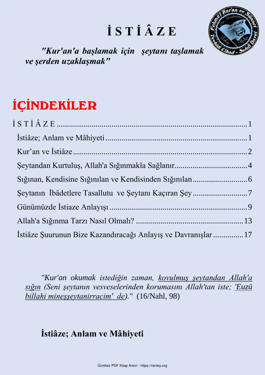 İ S T İ Z E KAVRAMI Ebu Abdulmumin Tekin Mıhçı kapak görseli