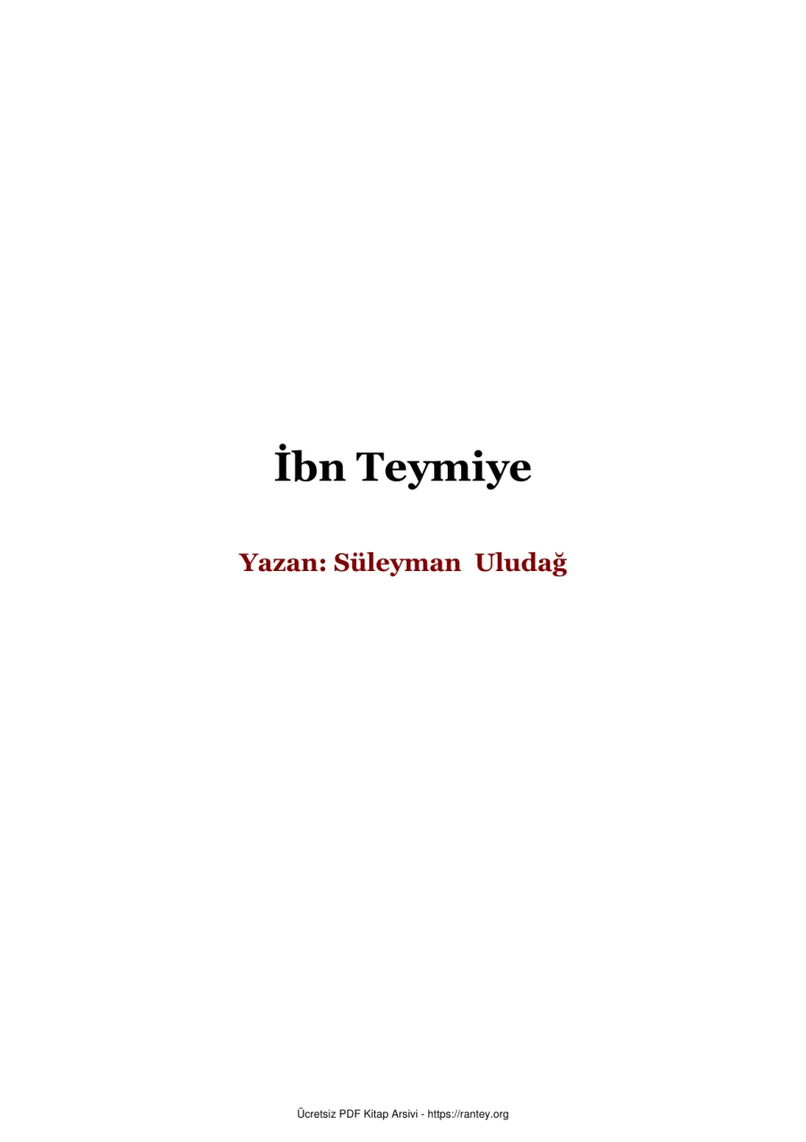 IBN TEYMIYYE VE HAYATI Suleyman Uludag Sofi Ebu Abdulmumin Tekin Mıhçı kapak görseli