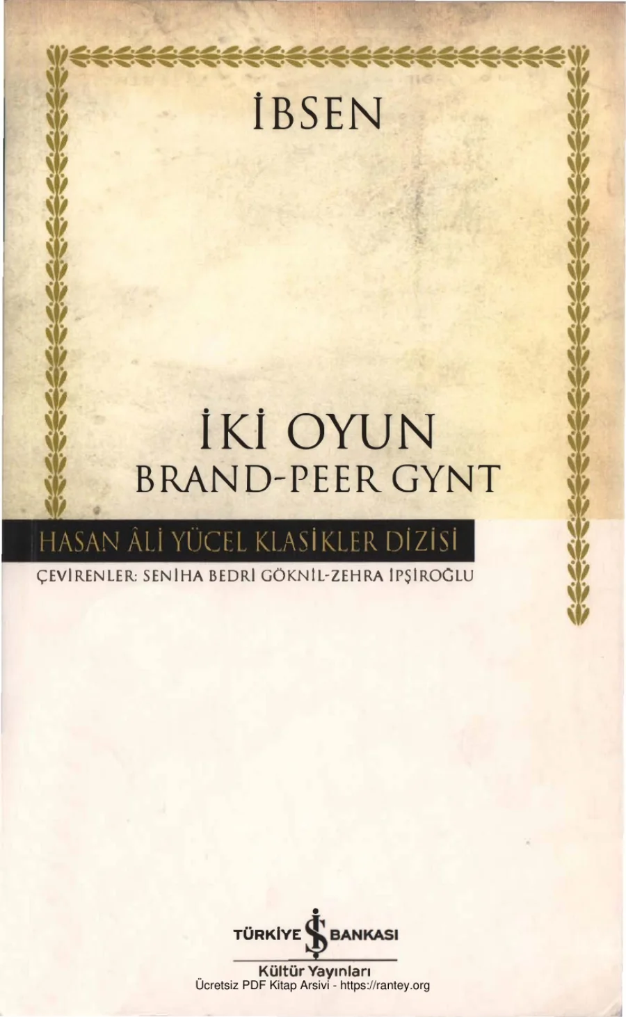 İbsen İki Oyun Brand Peer Gynt kapak görseli