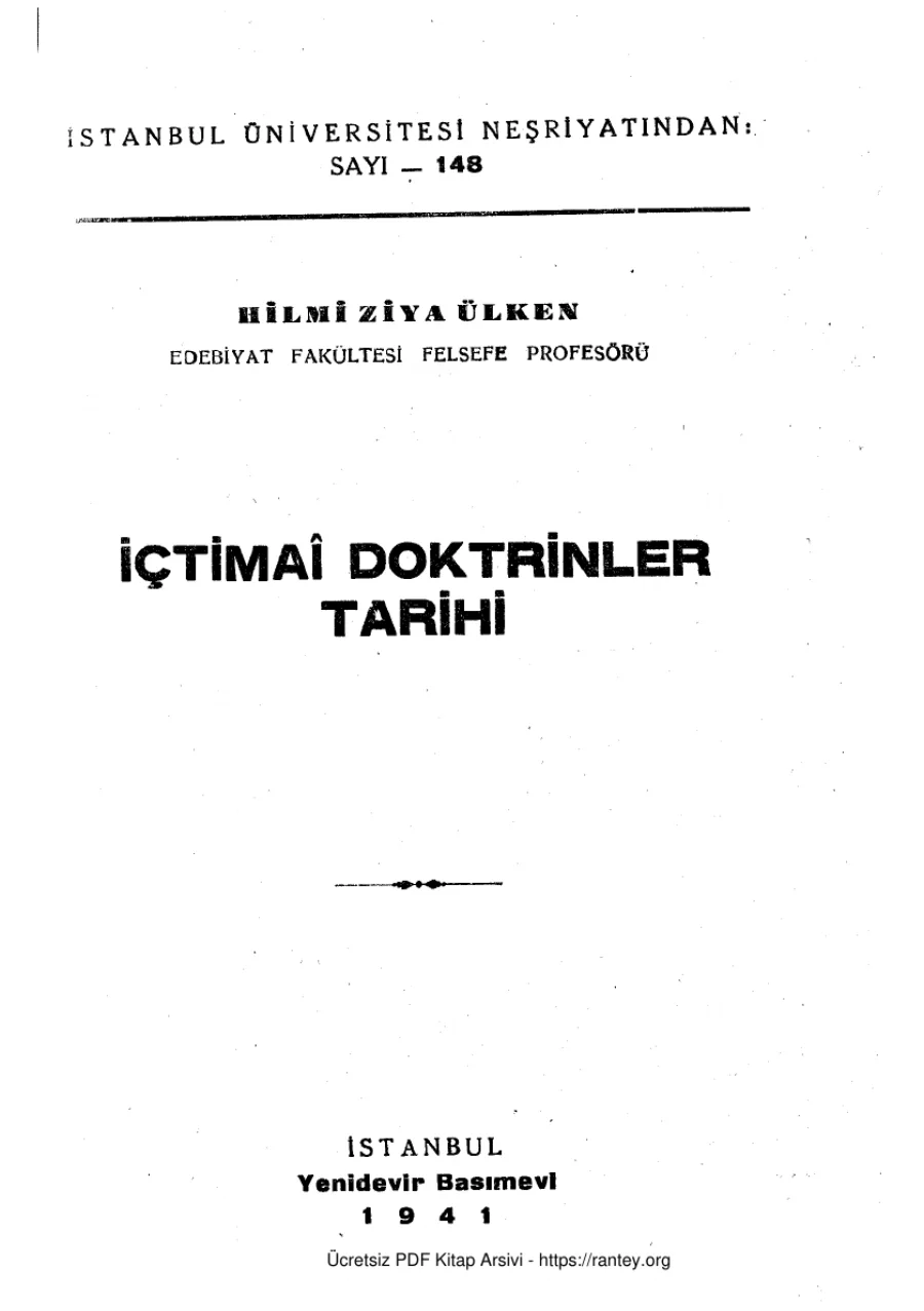 İçtimai Doktrinler Tarihi İÜ Yayınları kapak görseli