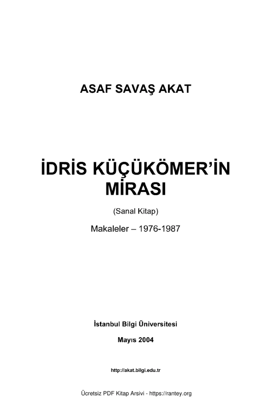 İdris Küçükömer'in Mirası kitap kapağı