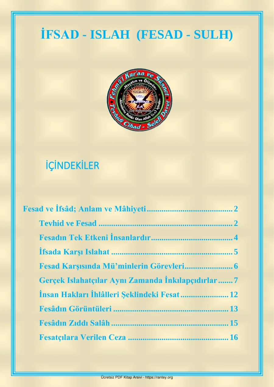 İFSAD ISLAH KAVRAMI Ebu Abdulmumin Tekin Mıhçı kapak görseli