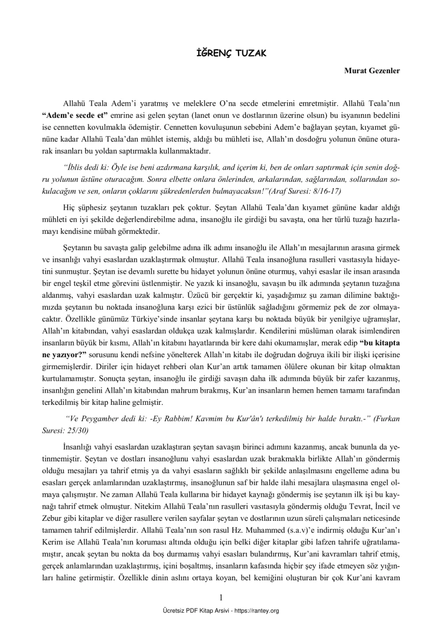 İĞRENÇ TUZAK Murat Gezenler Ebu Abdulmumin Tekin Mıhçı kapak görseli