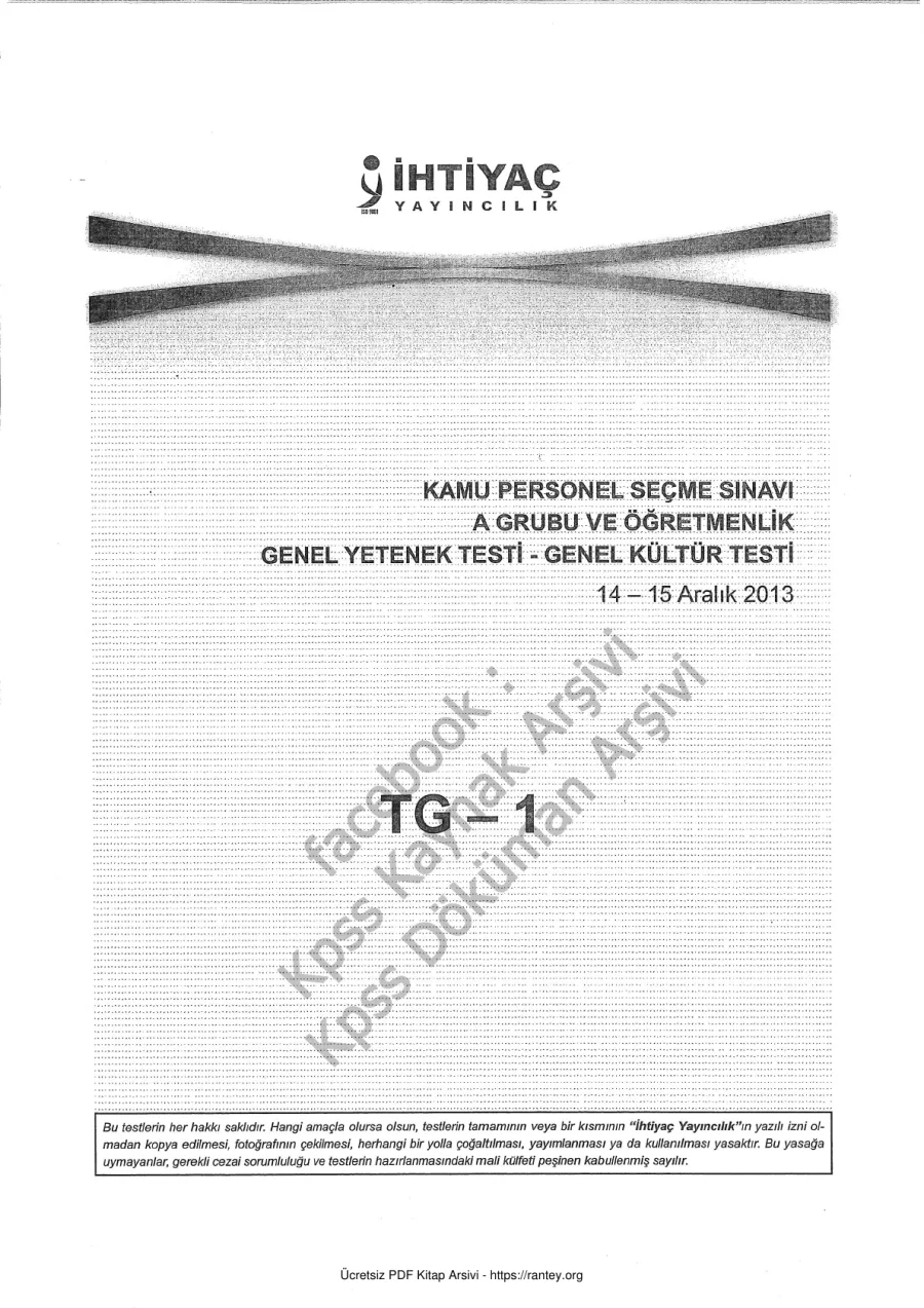 İhtiyac 2014 Tg 1 GyGk Kaliteli kapak görseli