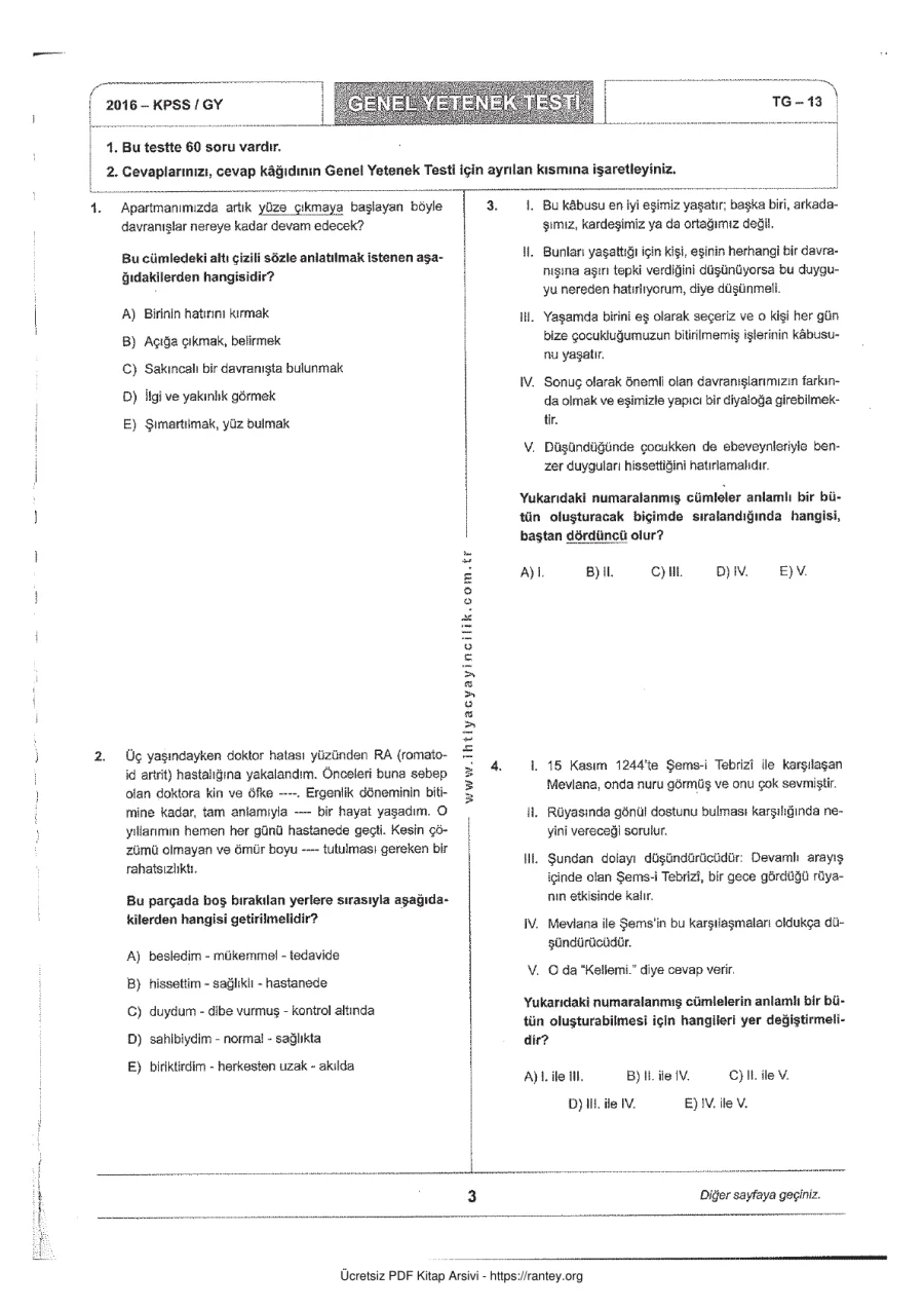 ihtiyaç akademi TG 13 2016 Genel Yetenek Genel Kültür kapak görseli