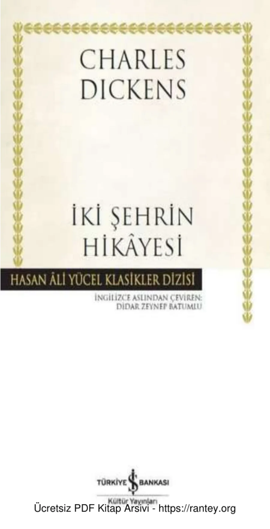 İki Şehrin Hikyesi İş Bankası Yayınları kapak görseli