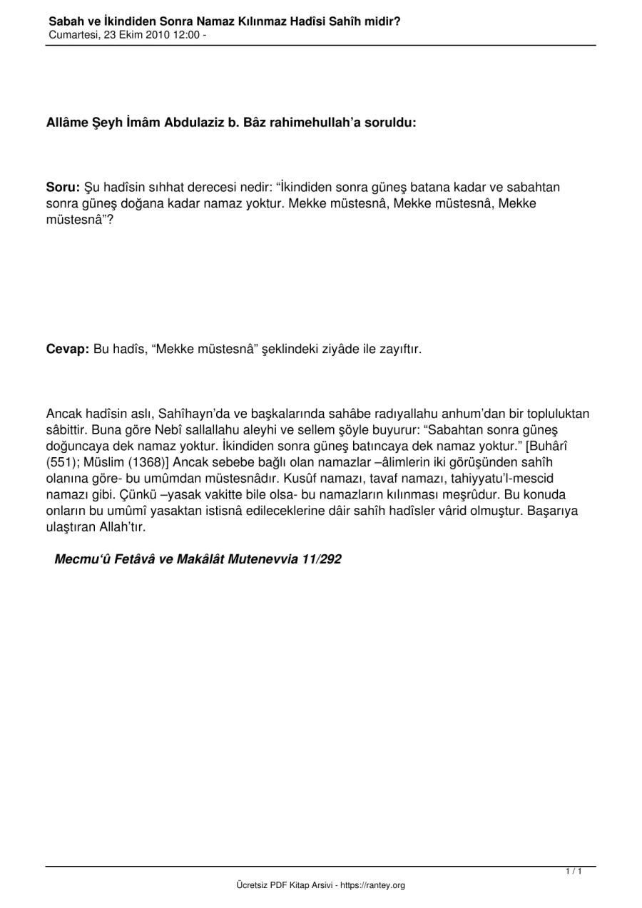 ikindiden sonra namaz kilinmaz hadisi sahihmidir Ebu Abdulmumin Tekin Mıhçı kapak görseli