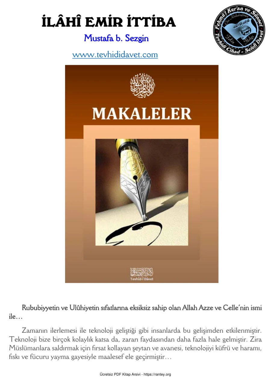 İLH EMİR İTTİBA Mustafa b Sezgin Ebu Abdulmumin Tekin Mıhçı kapak görseli