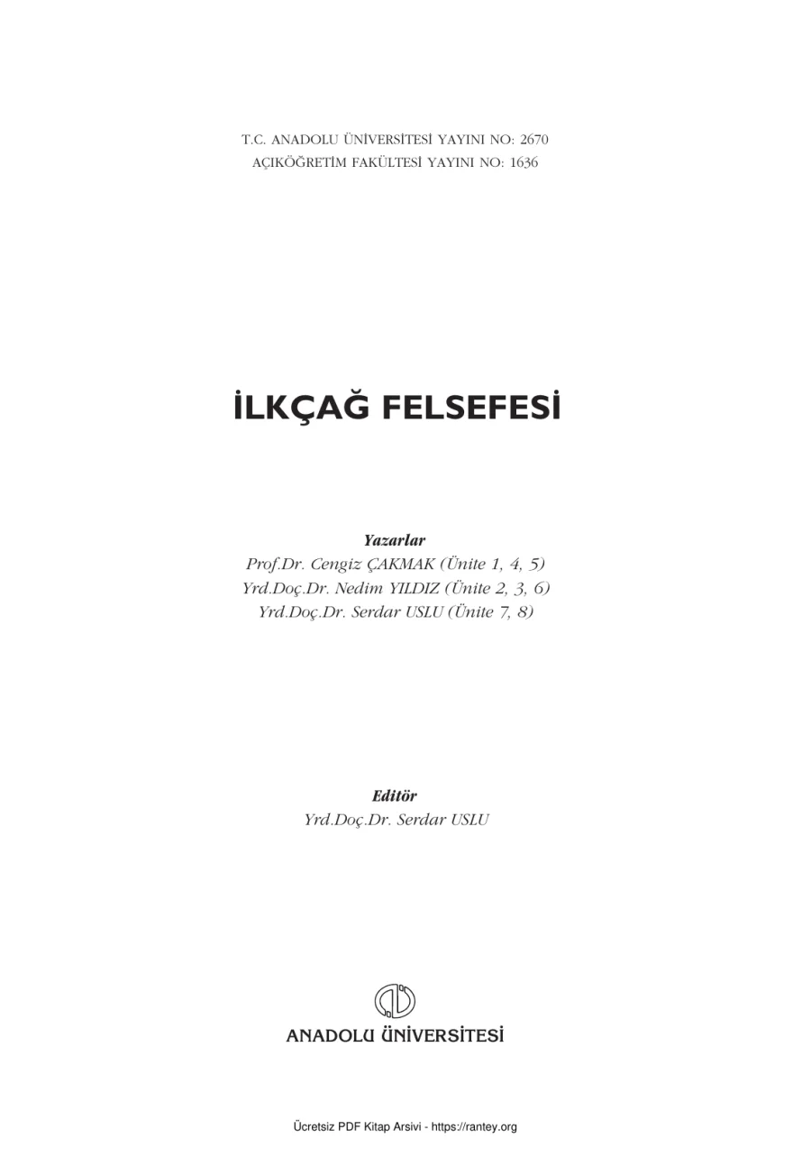 IlkcagFelsefesi FEL101U kapak görseli