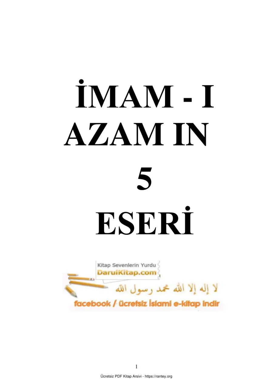 İMAM I EBU HANİFE 5 ESERİ Ebu Abdulmumin Tekin Mıhçı kapak görseli