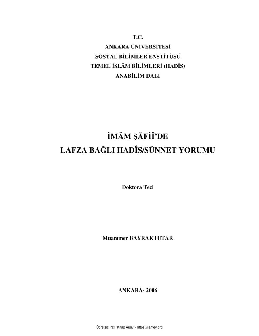 İMM SFDE LAFZA BAGLI HADS SÜNNET YORUMU Ebu Abdulmumin Tekin Mıhçı kapak görseli