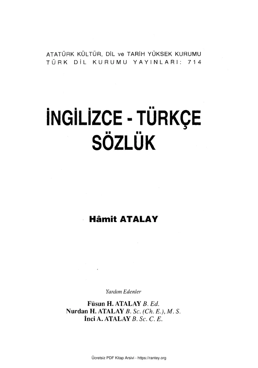 İngilizce Türkçe Sözlük Cilt 2 2 Türk Dil Kurumu 1999 kapak görseli