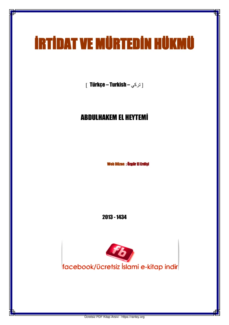 İRTİDAT VE MÜRTEDİN HÜKMÜ ABDULHAK EL HEYTEMİ Ebu Abdulmumin Tekin Mıhçı kapak görseli