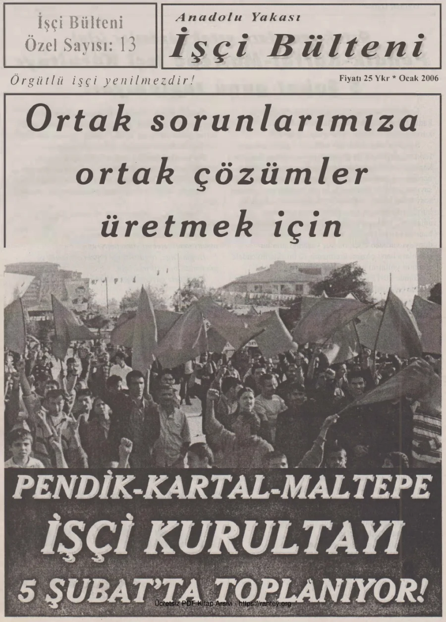 İşçi Bülteni İşçi Bülteni Özel Sayı 013 Ocak 2006 kapak görseli