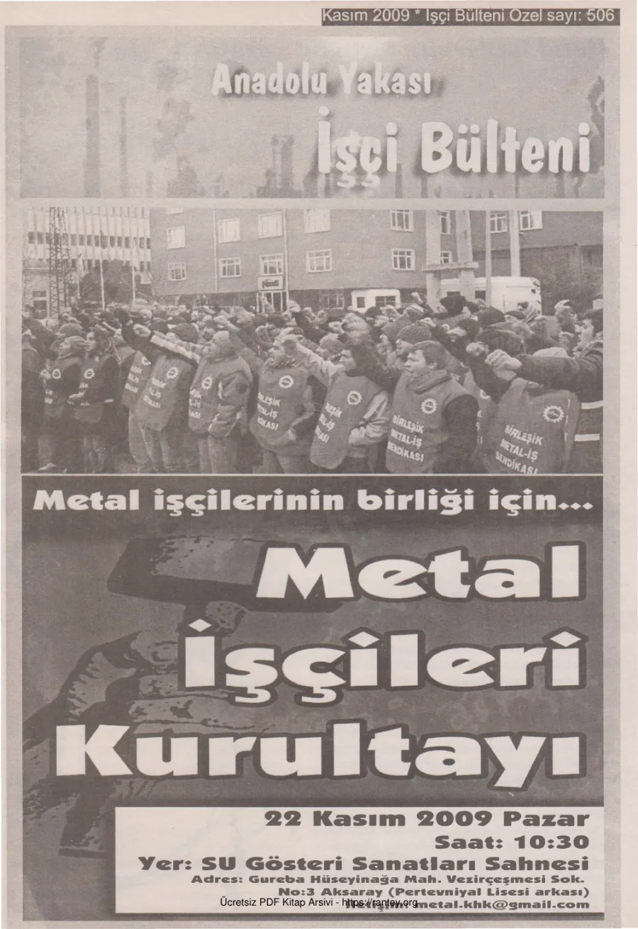 İşçi Bülteni İşçi Bülteni Özel Sayı 506 Kasım 2009 kapak görseli