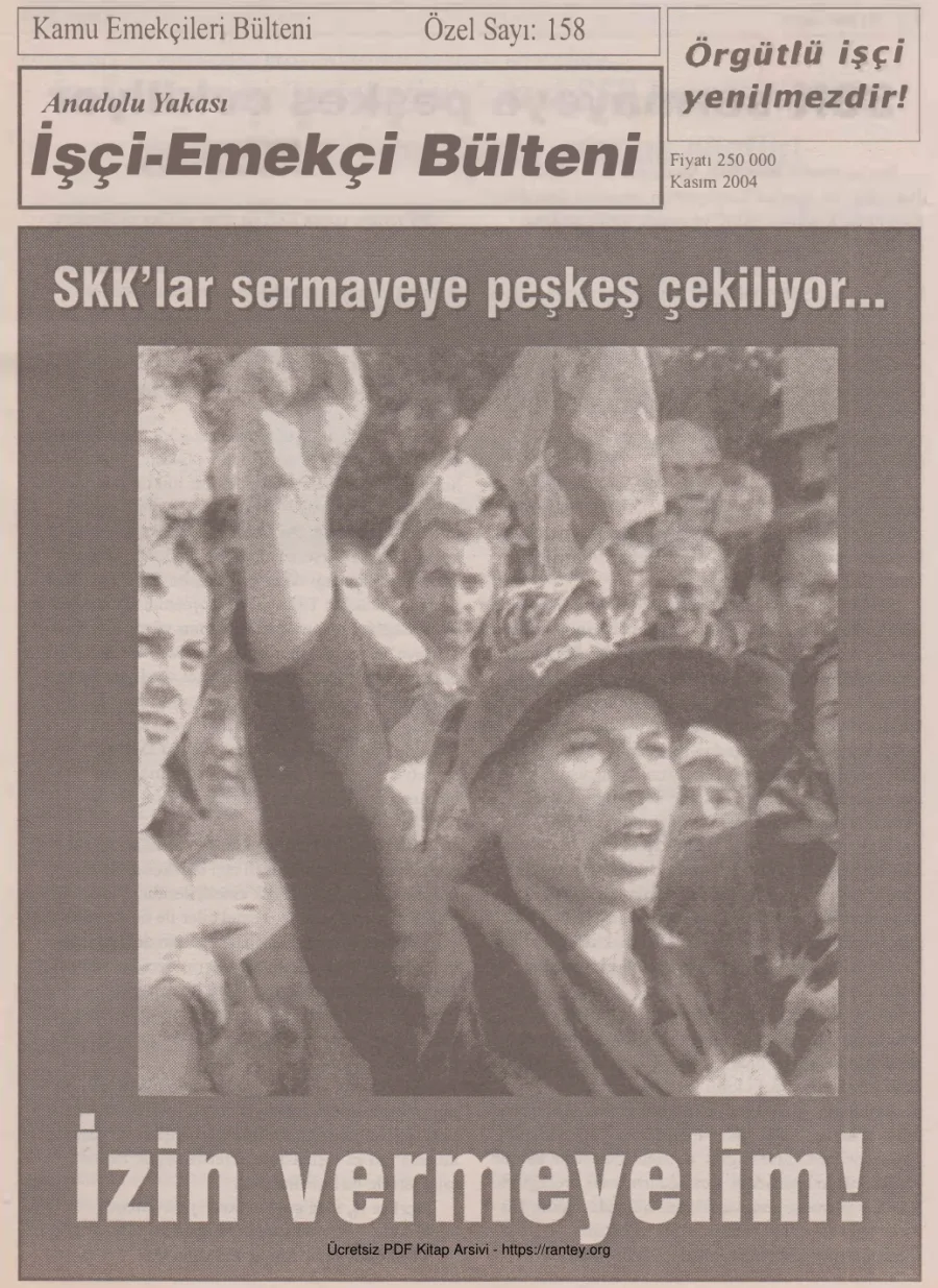 İşçi Emekçi Bülteni Kamu Emekçileri Bülteni Özel Sayı 158 Kasım 2004 kapak görseli