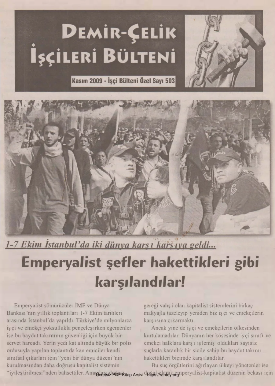 İşçileri Bülteni İşçi Bülteni Özel Sayı 503 Kasım 2009 kapak görseli