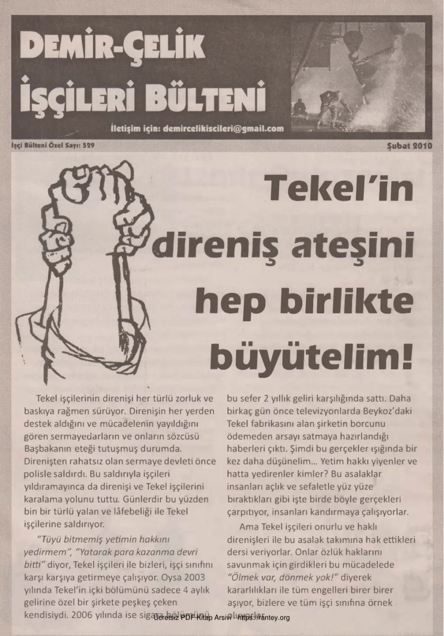 İşçileri Bülteni İşçi Bülteni Özel Sayı 529 Şubat 2010 kapak görseli