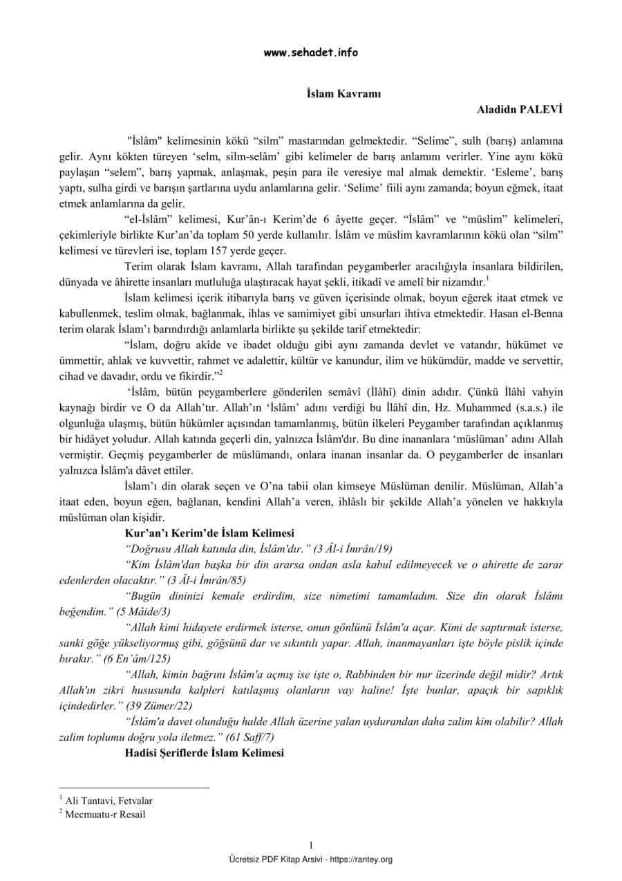 İSLAM KAVRAMI Aladidn PALEVİ kapak görseli