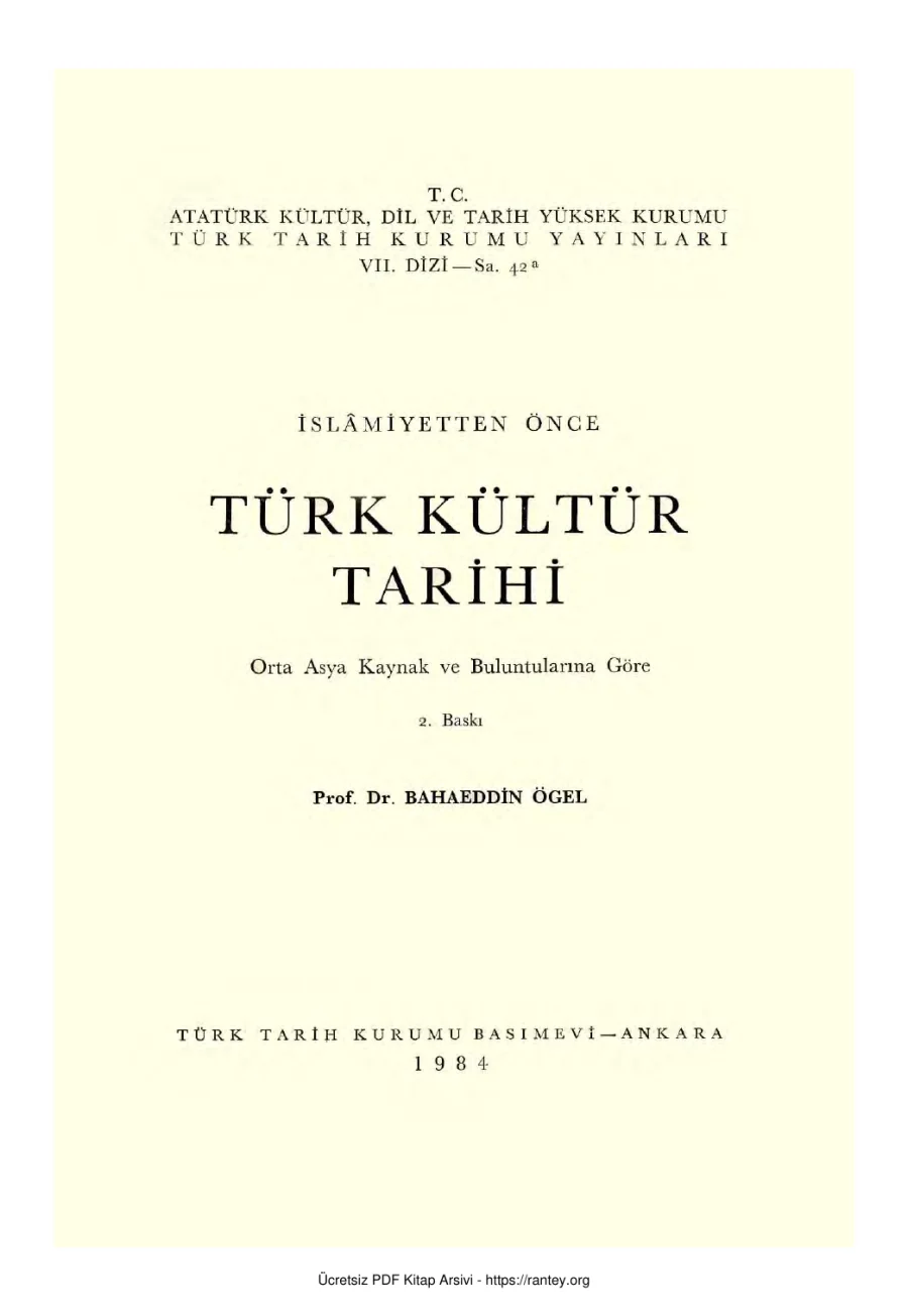 İslamiyet'ten Önce Türk Kültür Tarihi kapak görseli