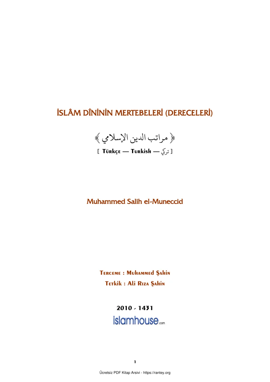 İSLM DNİNİN MERTEBELERİ DERECELERİ Ebu Abdulmumin Tekin Mıhçı kapak görseli