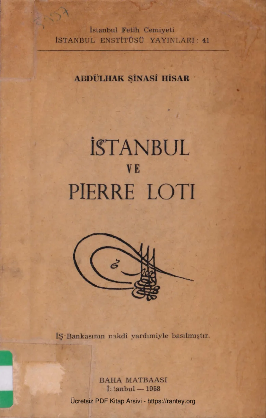İstanbul ve Pierre Loti İstanbul Enstitüsü Yayınları kapak görseli