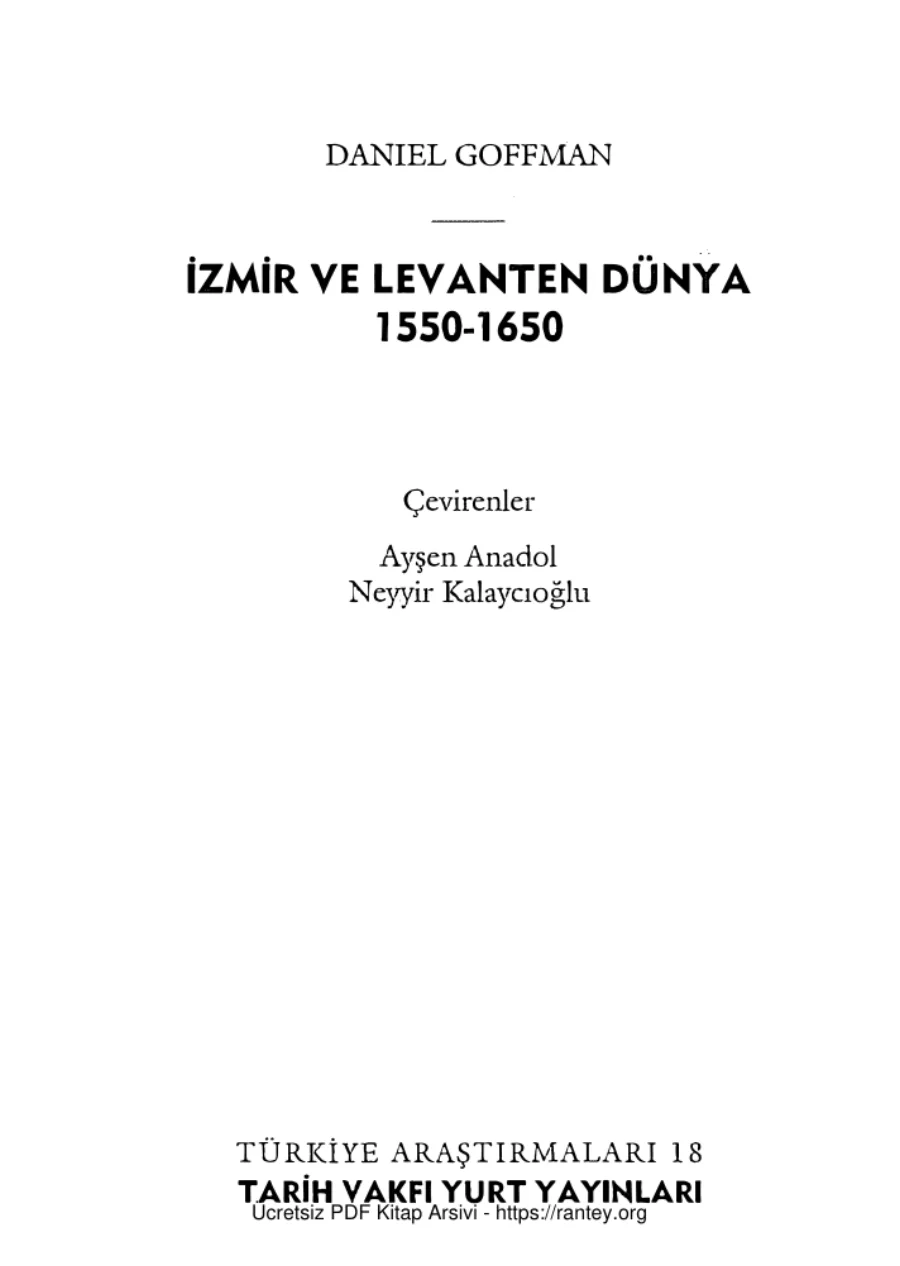 İzmir ve Levanten Dünya 1550 1650 kapak görseli