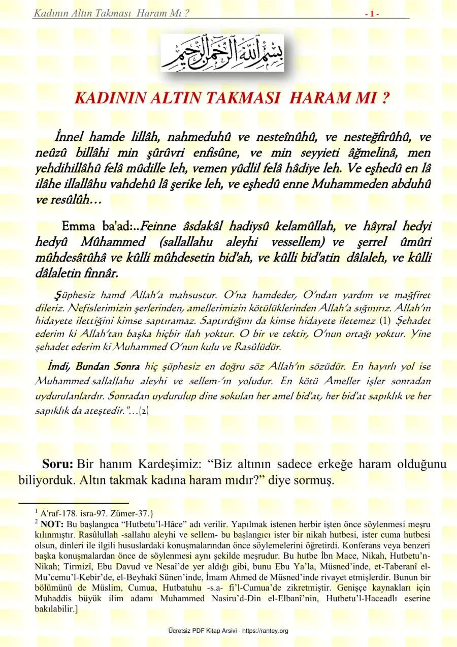 KADININ ALTIN TAKMASI HARAM MI Ebu Abdulmumin Tekin Mıhçı kapak görseli