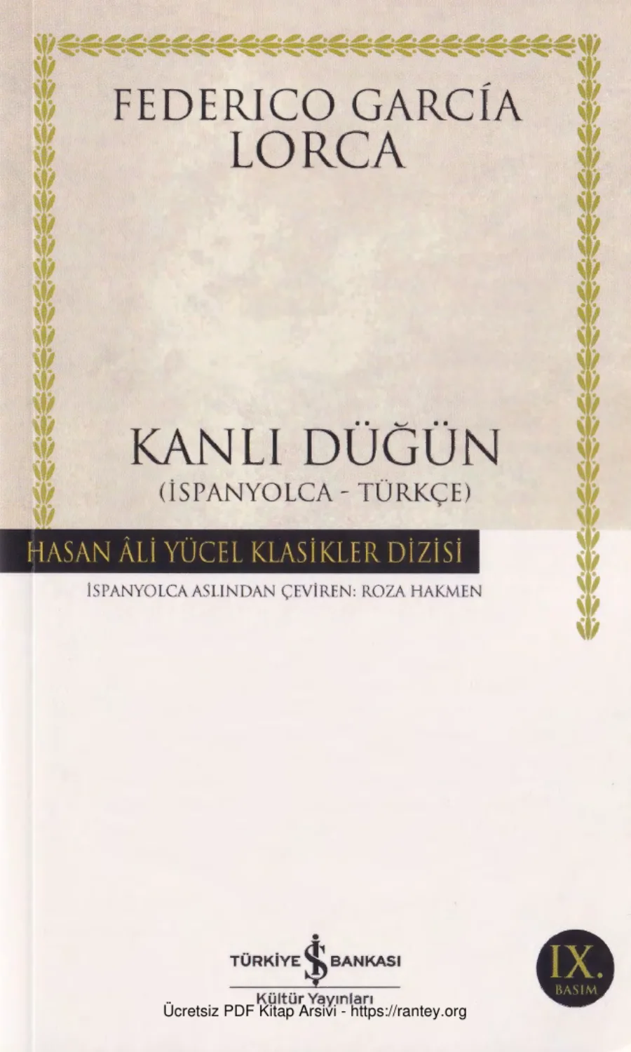 Kanlı Düğün İspanyolca Türkçe kapak görseli