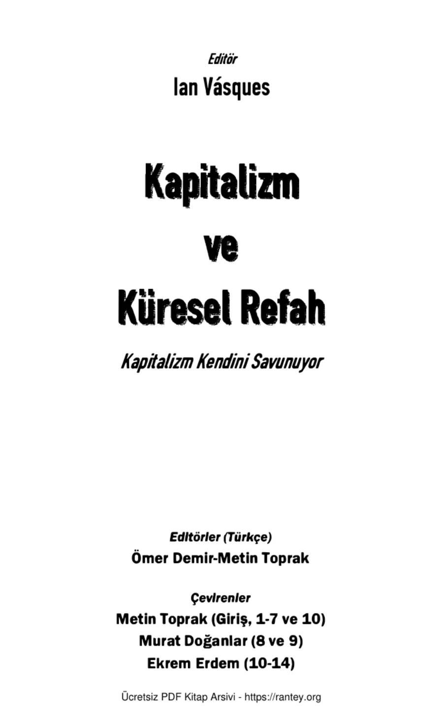 Kapitalizm ve Küresel Refah Liberte Yayınları kapak görseli