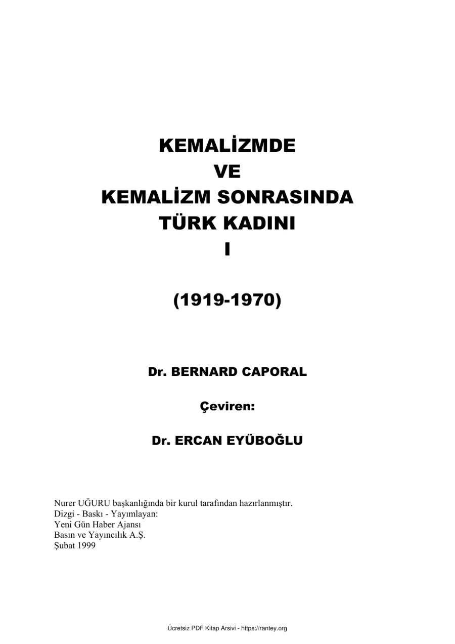 Kemalizm Sonrasında Türk Kadını Bernard Caporal kapak görseli