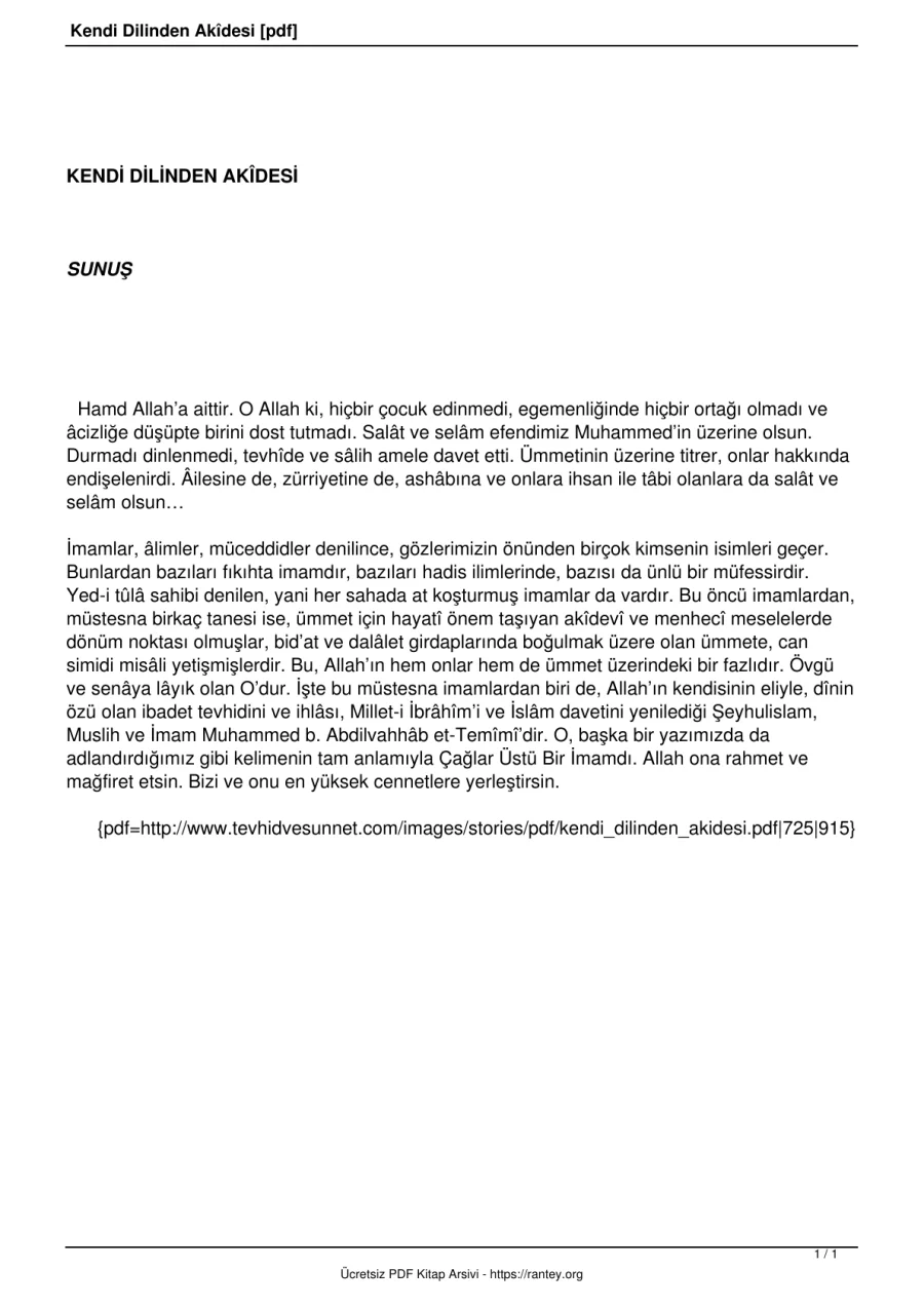 KENDI DILINDEN AKIDESİ Ebu Abdulmumin Tekin Mıhçı kapak görseli
