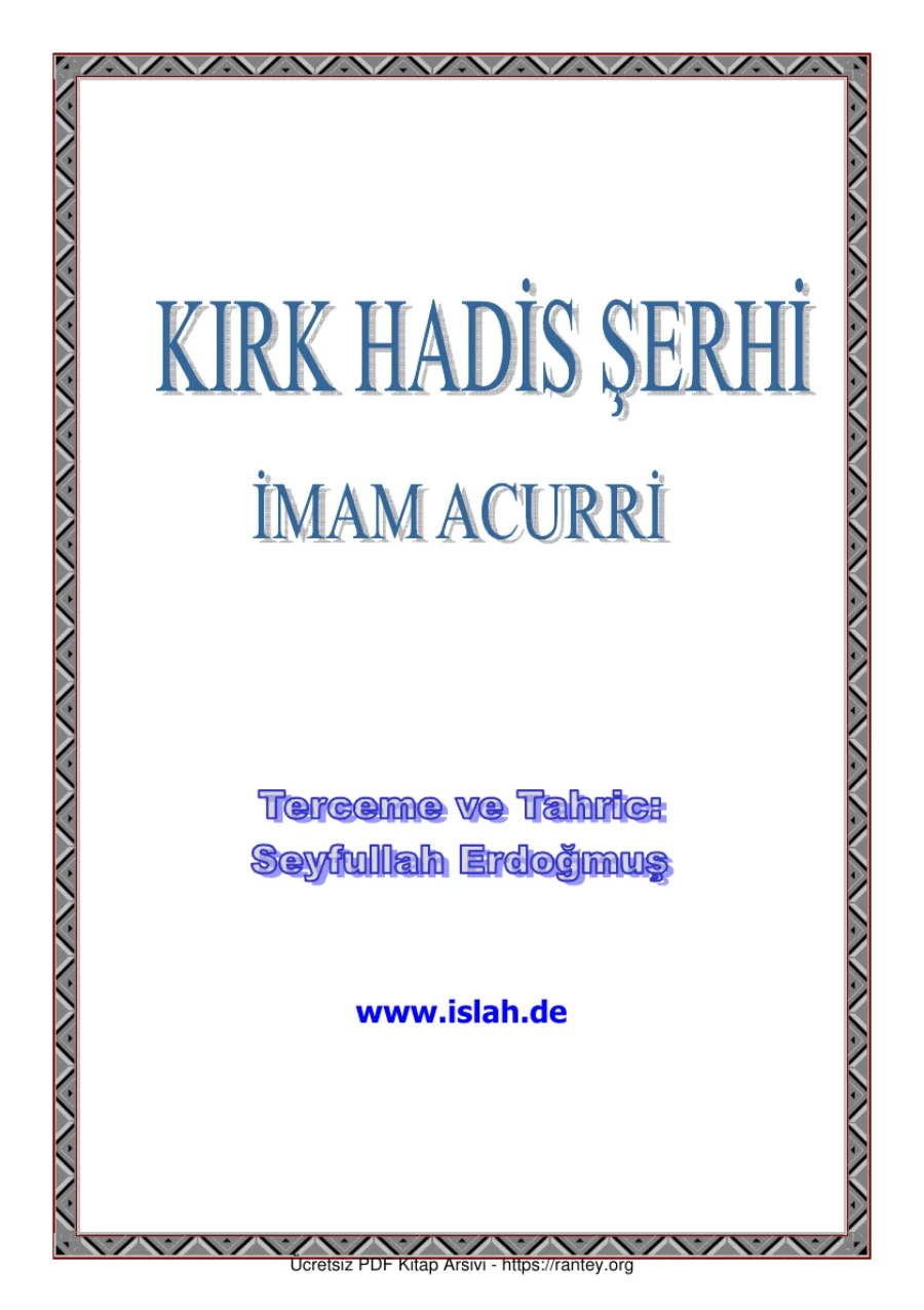KIRK HADIS VE SERHI ACURRI Ebu Abdulmumin Tekin Mıhçı kapak görseli