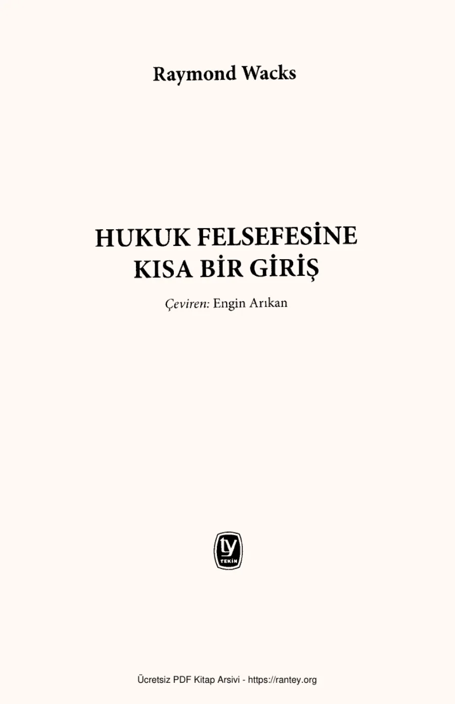 Kısa Giriş Raymond Wacks kapak görseli
