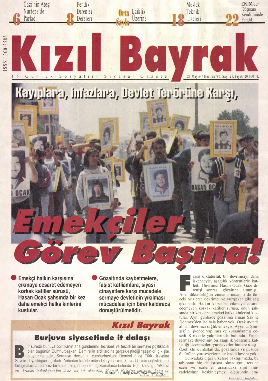 Kızılbayrak Yıl 1995 Sayı 23 21 Mayıs 7 Haziran kapak görseli