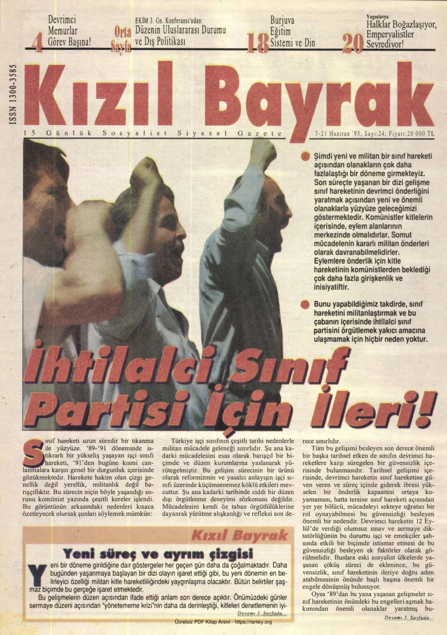 Kızılbayrak Yıl 1995 Sayı 24 7 21 Haziran kapak görseli