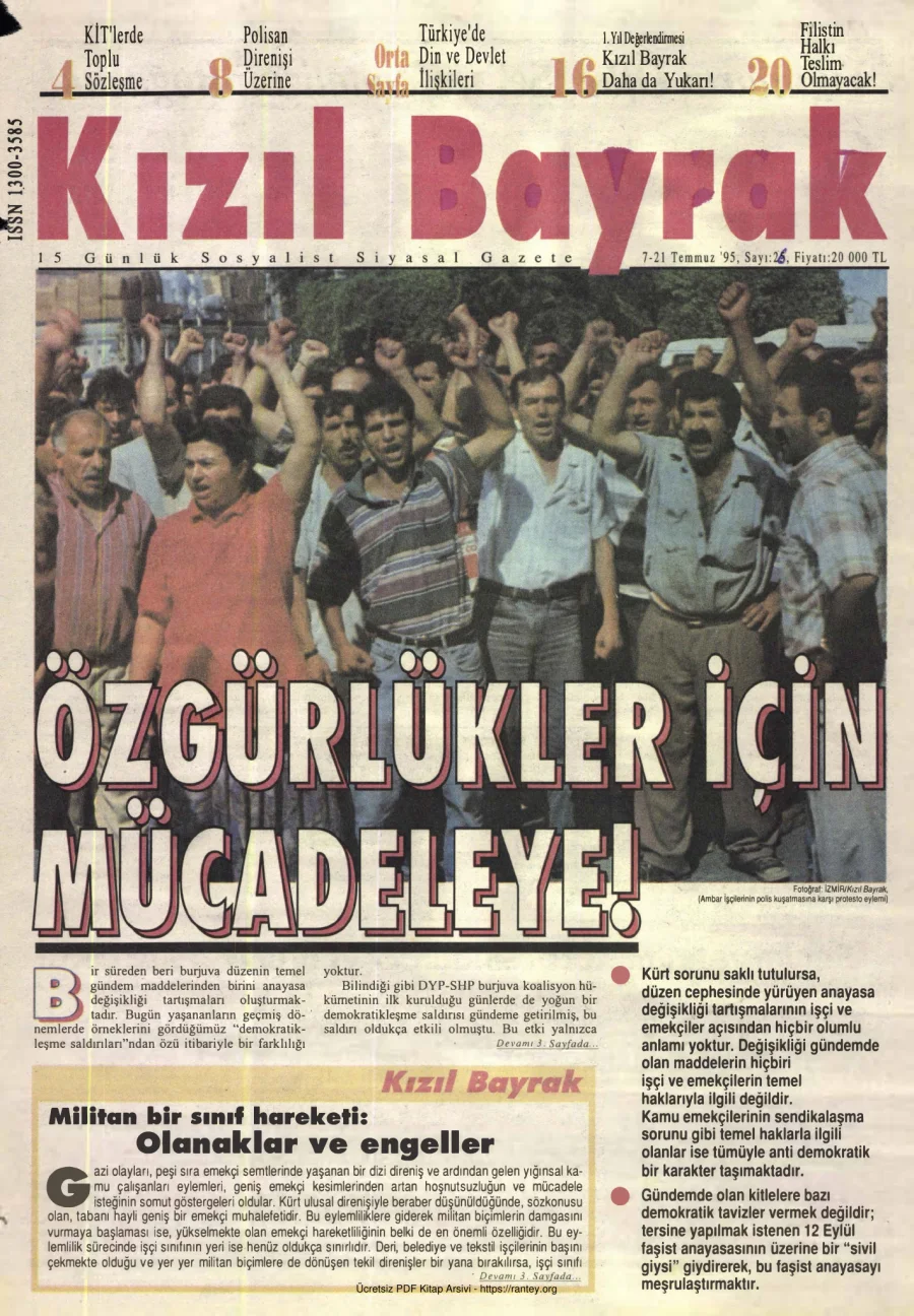 Kızılbayrak Yıl 1995 Sayı 26 7 21 Temmuz kapak görseli