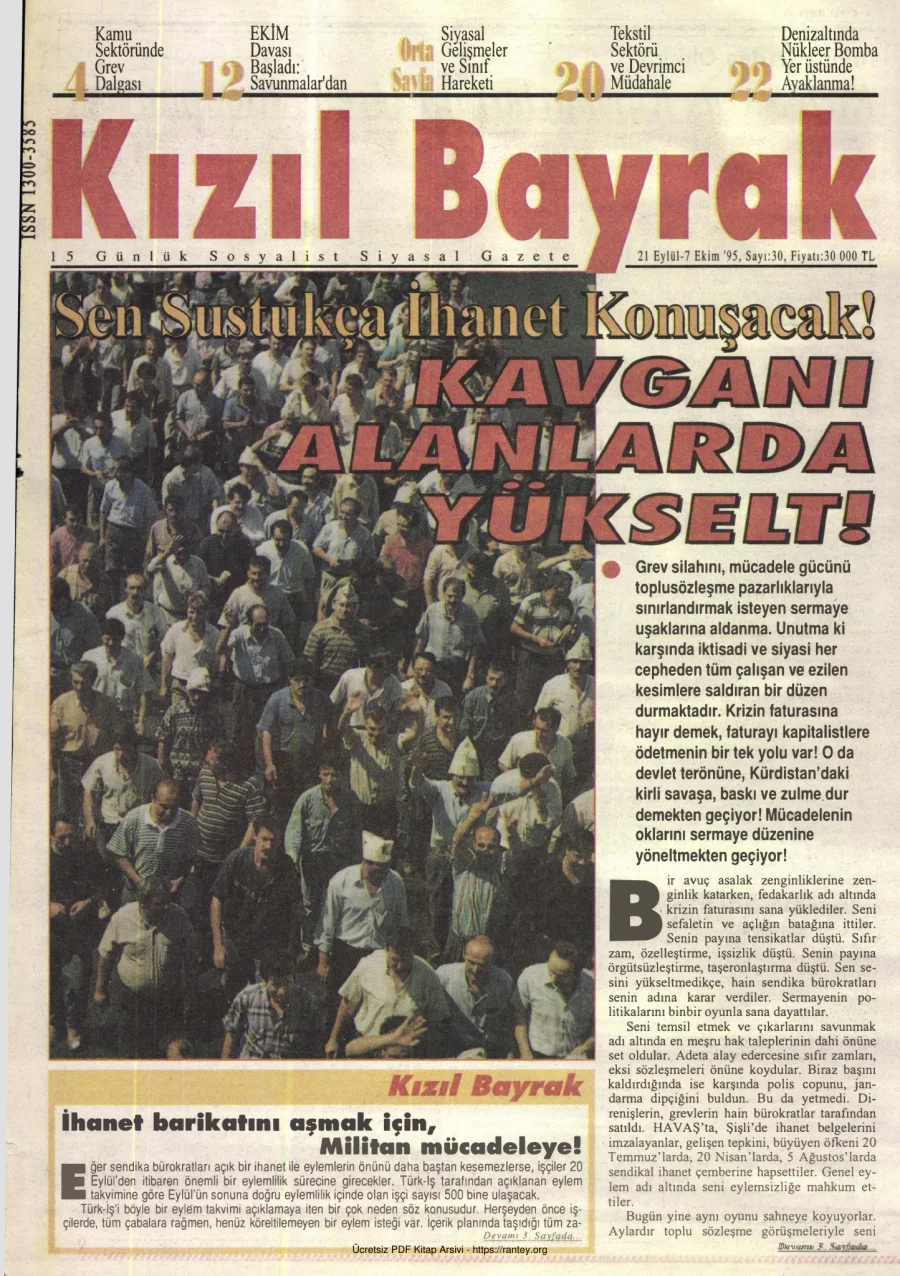 Kızılbayrak Yıl 1995 Sayı 30 21 Eylül 7 Ekim kapak görseli