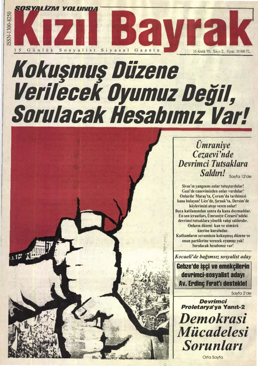 Kızılbayrak Yıl 1995 Sayı 34 15 Aralık kapak görseli