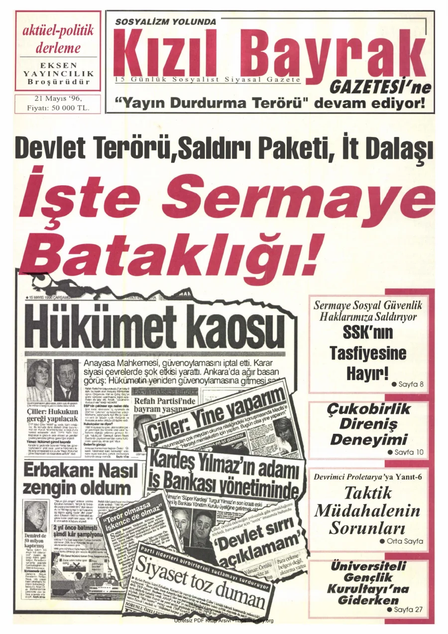 Kızılbayrak Yıl 1996 Sayı 06 21 Mayıs kapak görseli