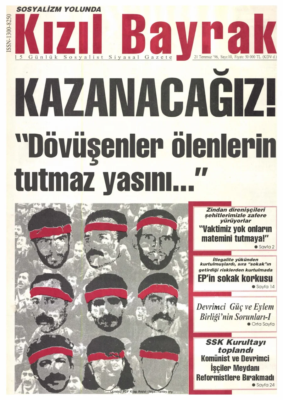 Kızılbayrak Yıl 1996 Sayı 10 21 Temmuz kapak görseli