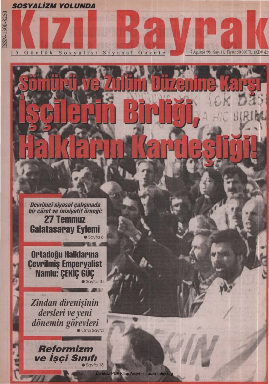 Kızılbayrak Yıl 1996 Sayı 11 7 Ağustos kapak görseli