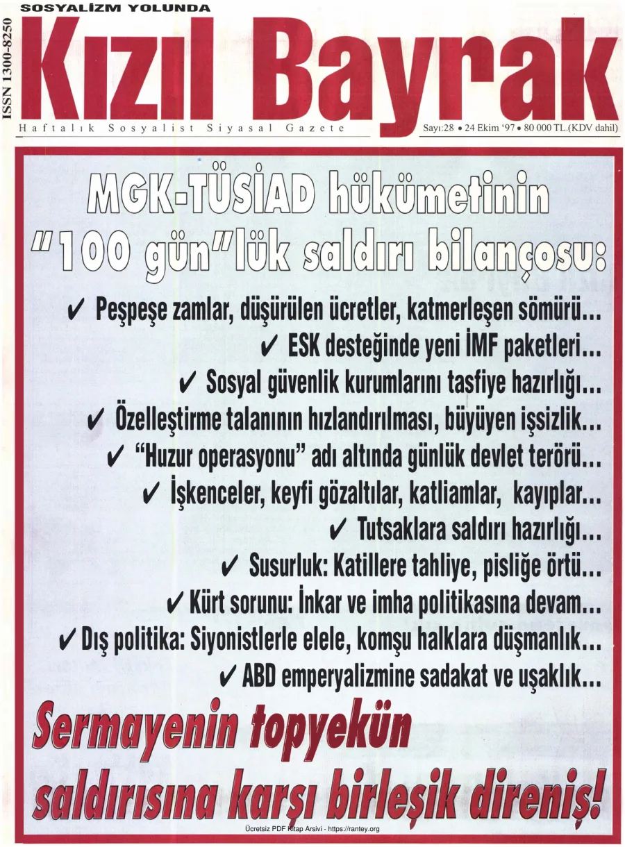 Kızılbayrak Yıl 1997 Sayı 32 24 Ekim kapak görseli