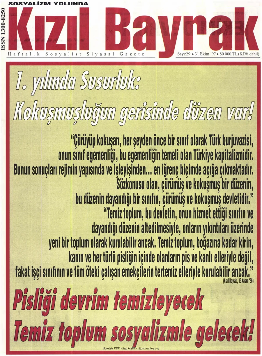 Kızılbayrak Yıl 1997 Sayı 33 31 Ekim kapak görseli